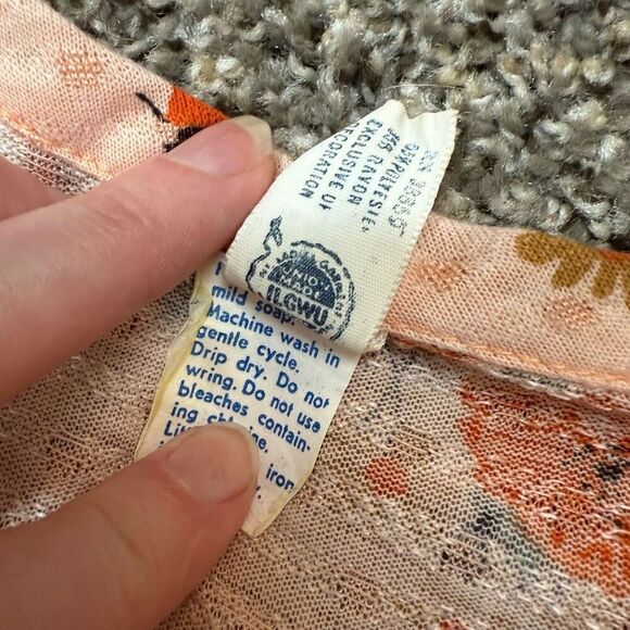 Vintage Baronet Floral Tee Blouse Pink  Short Sleeve Bodysuit Union Made M - Picture 4 of 6